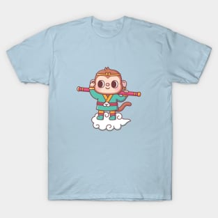 Cute Monkey Sun Wukong On Flying Cloud T-Shirt